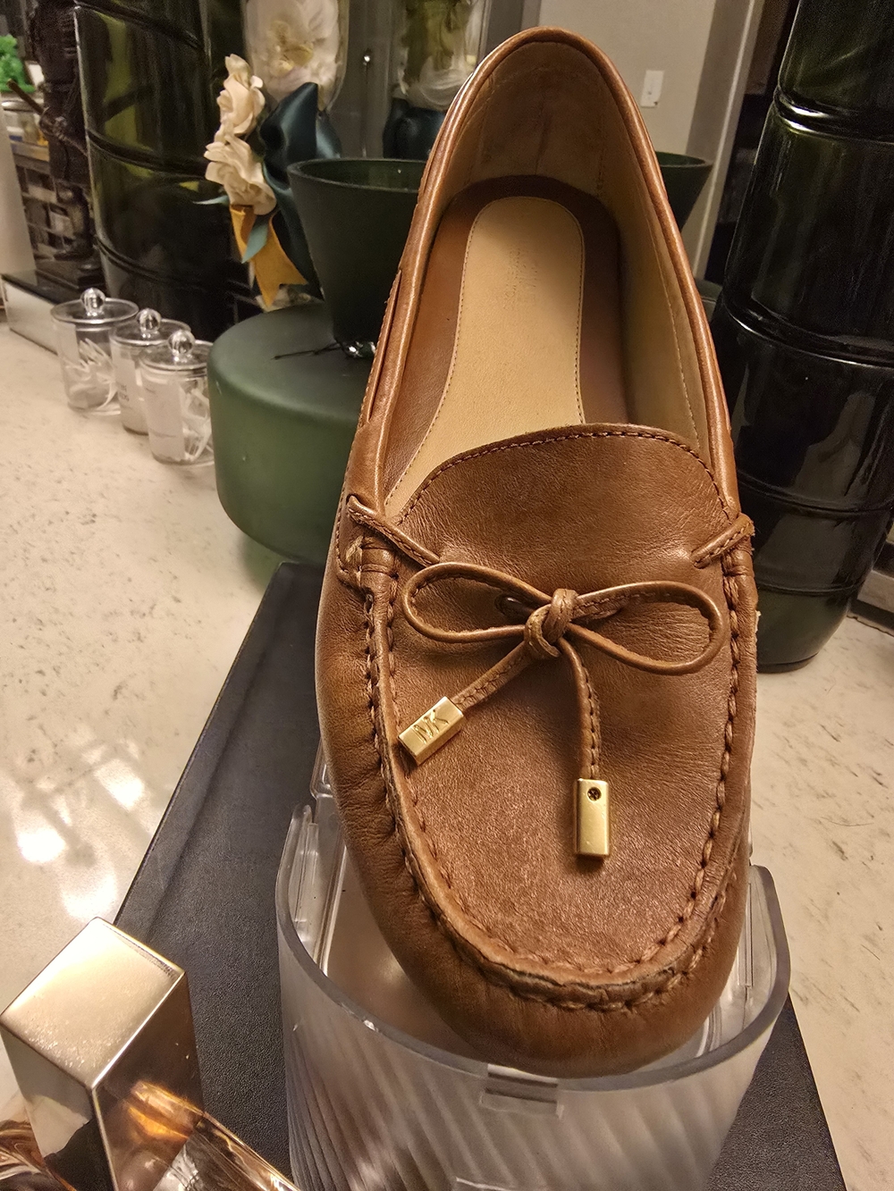 Womens Brown Leather Michael Khors Loafer - Classic Slip-On